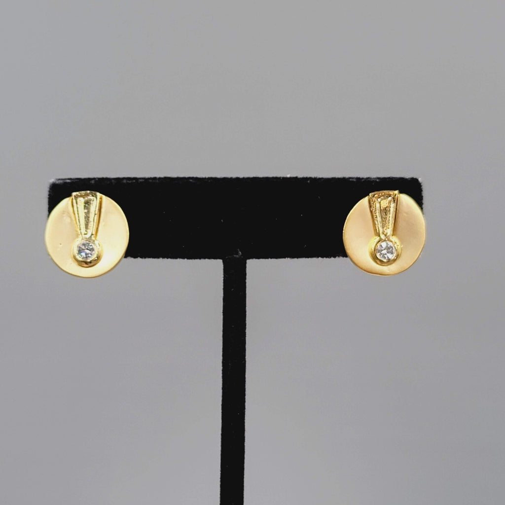 Stud Pierced Earrings Round Crystal Rhinestone Studs 1/2"