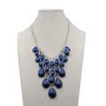 Blue Teardrop Waterfall Necklace Silver tone 16"-18"