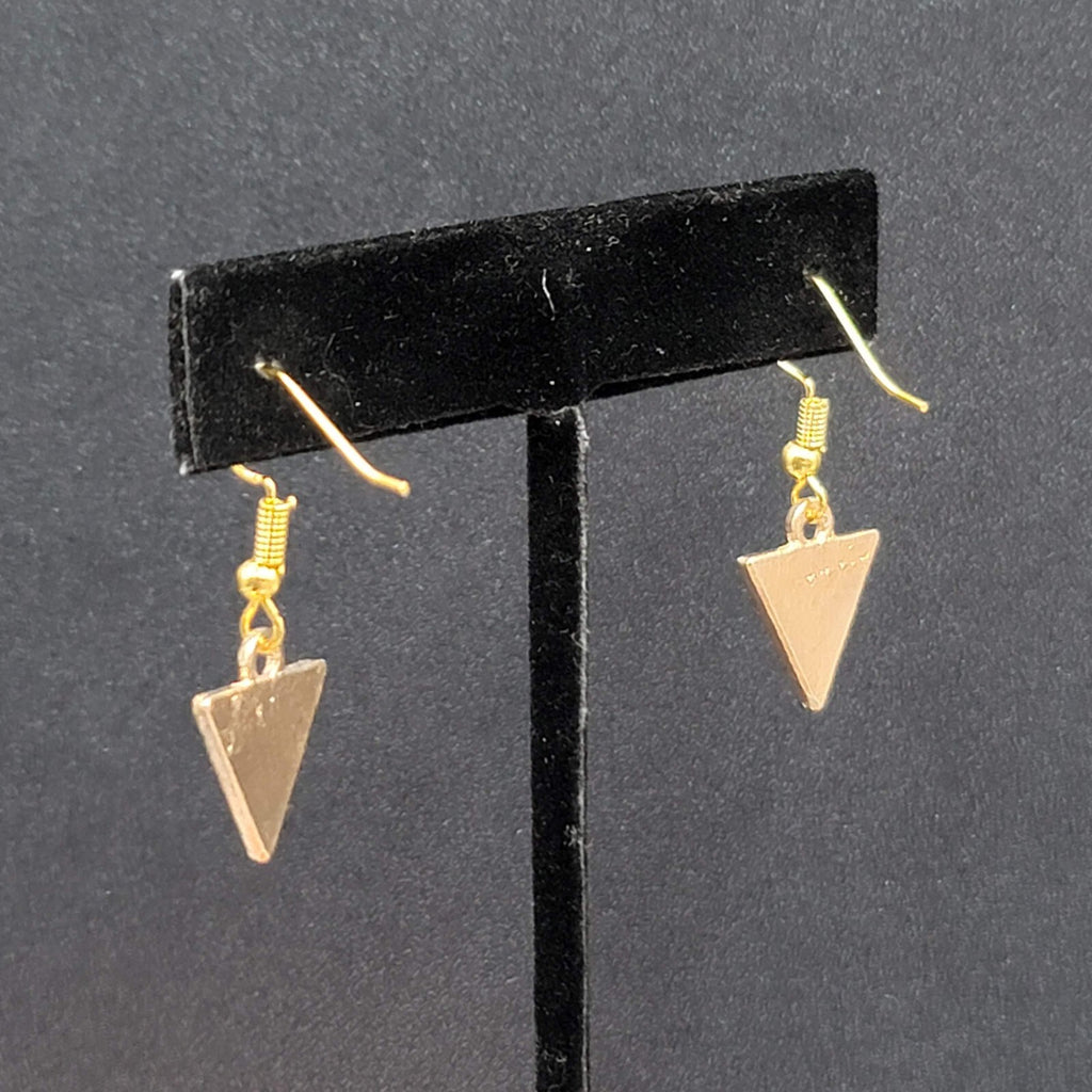 Pierced Earrings Gold tone Enamel Evil Eye Triangle Dangle 5/8"