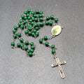 Saint Jude Rosary Silver tone Green Beads