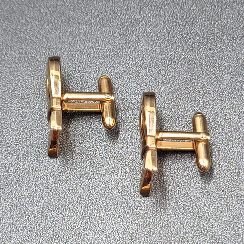 Vintage Mens Cufflinks Gold Plated Awareness Ribbon Design 1"