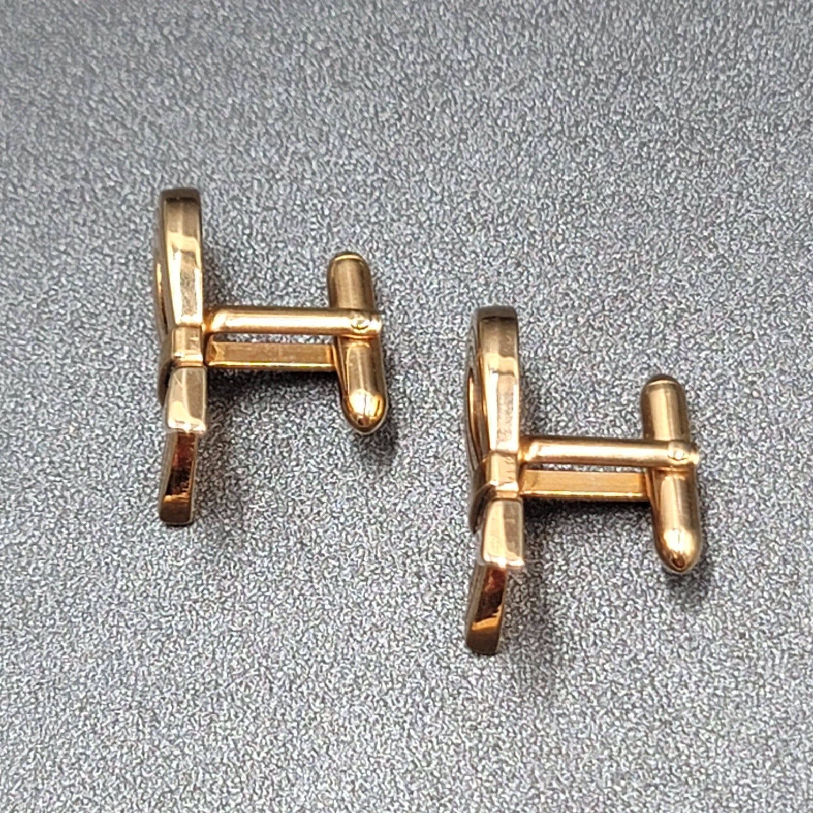 Vintage Mens Cufflinks Gold Plated Awareness Ribbon Design 1"