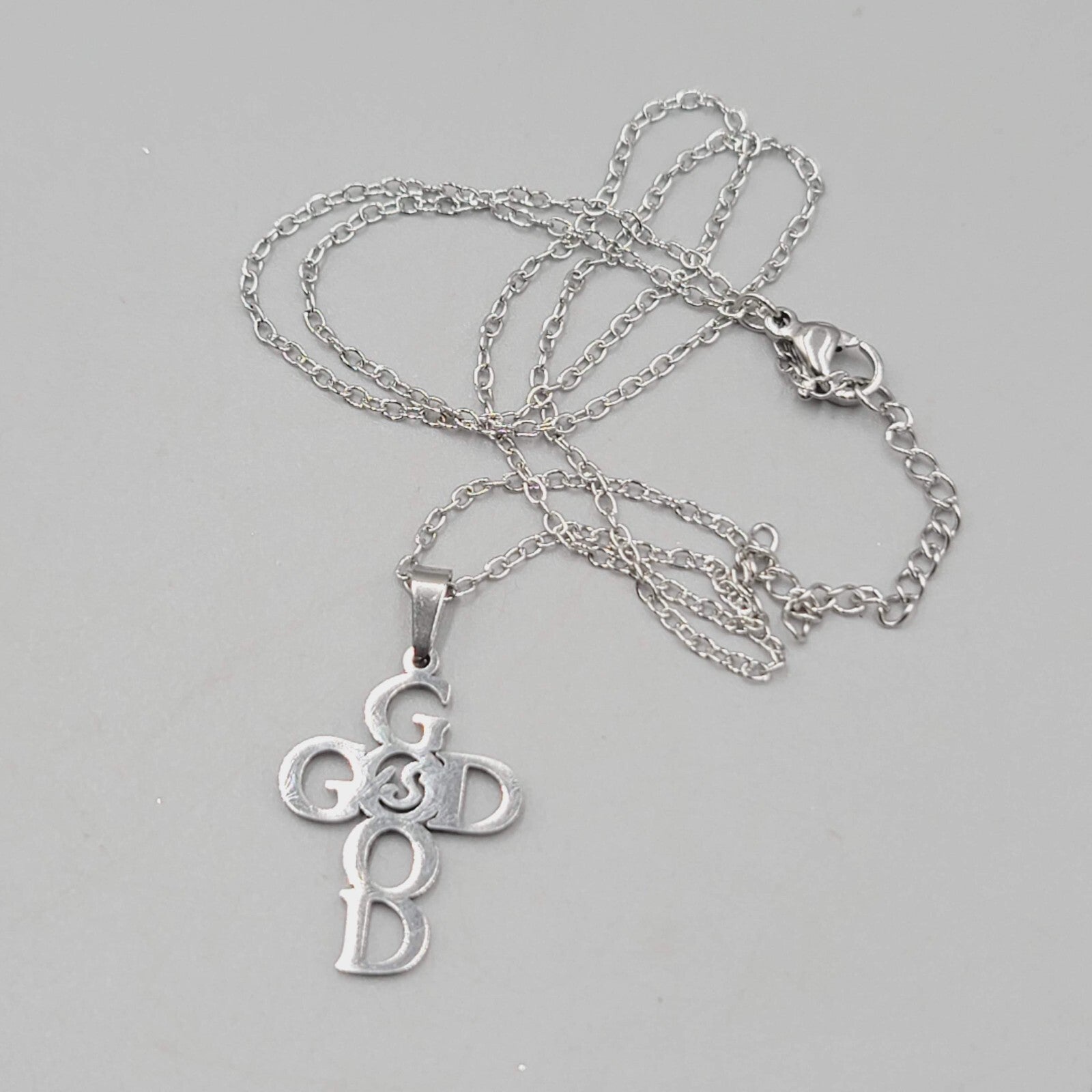 God is Good Cross Pendant Necklace Silver tone New Chain 18"+