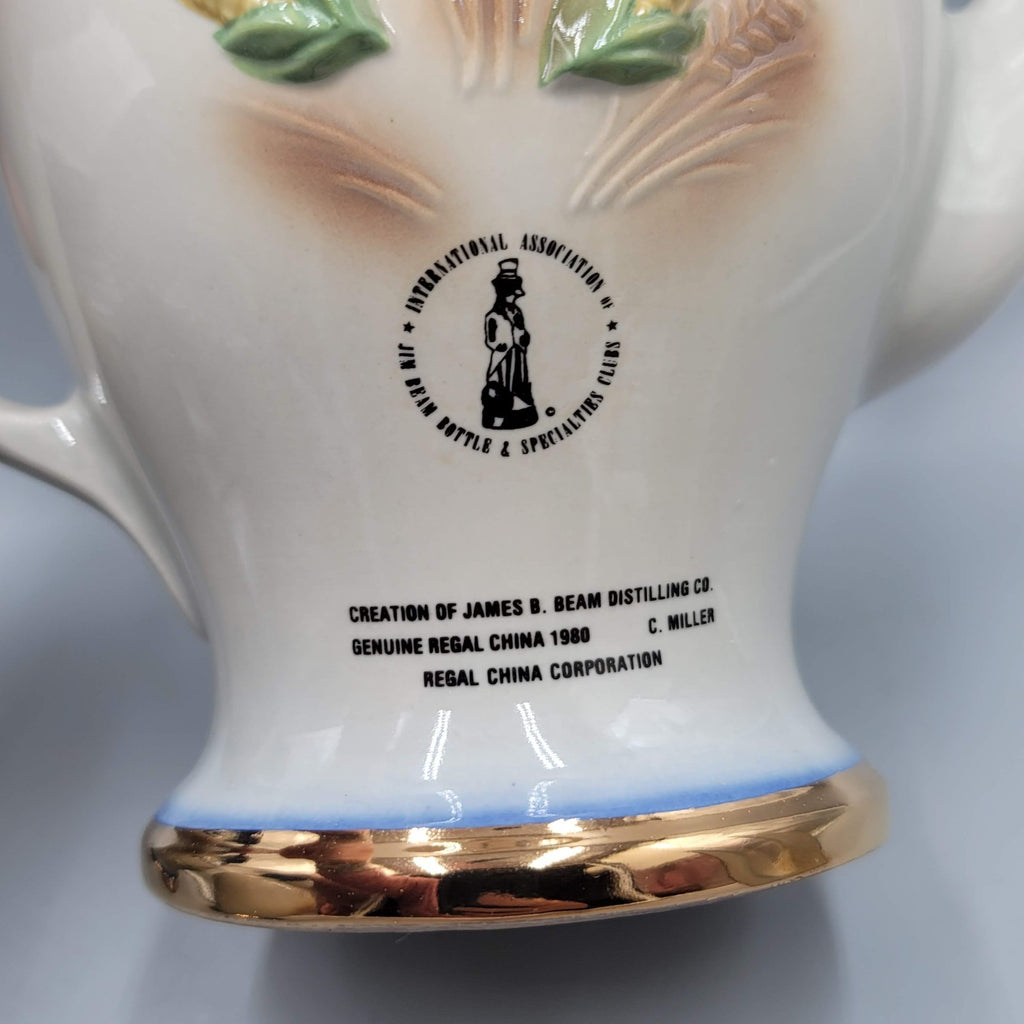 Jim Beam Tea Pot Napkin Holder and  2 Vases Corn Blue Set