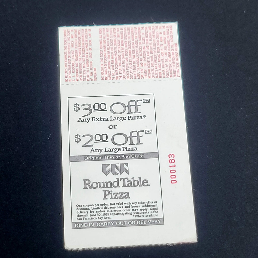 San Jose Sharks vs Vancouver Canucks NHL Ticket Stub 2/26/1995