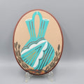 Vintage Navajo Sand Art Native American Sand Painting Oval  Wedding Vase