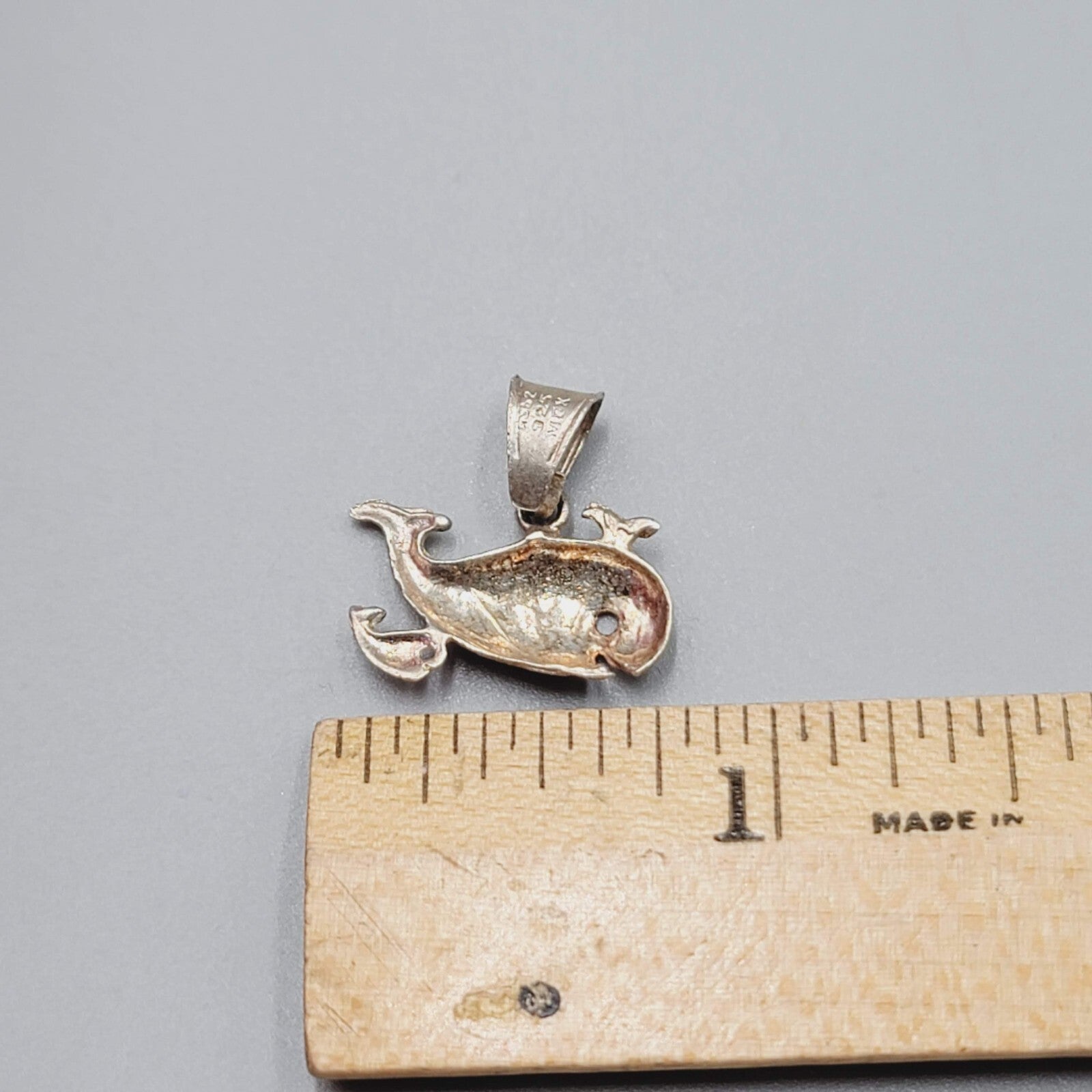 Vintage Sterling Silver Whale Pendant Made in Mexico 5/8"