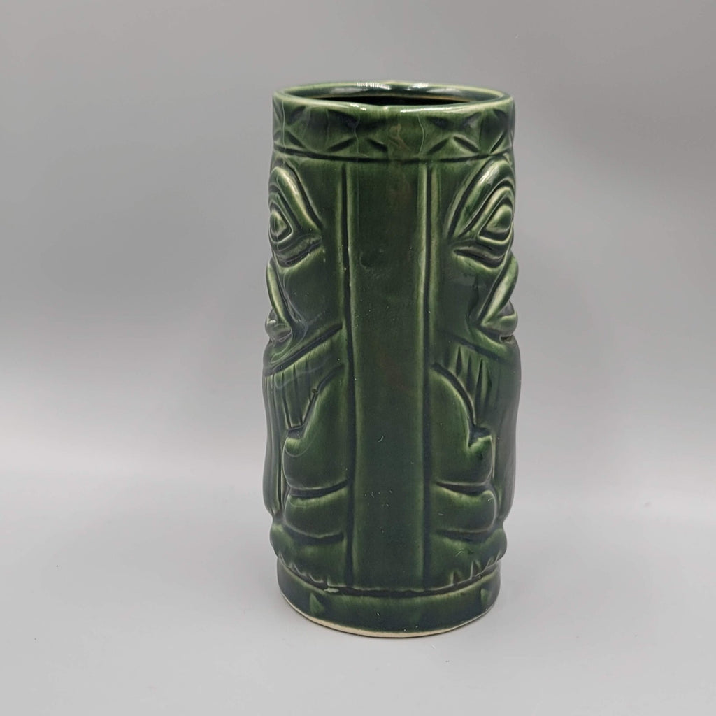Shonfeld Rarotongan Tiki Mug Green Ceramic Barware Collectible 5.5 in