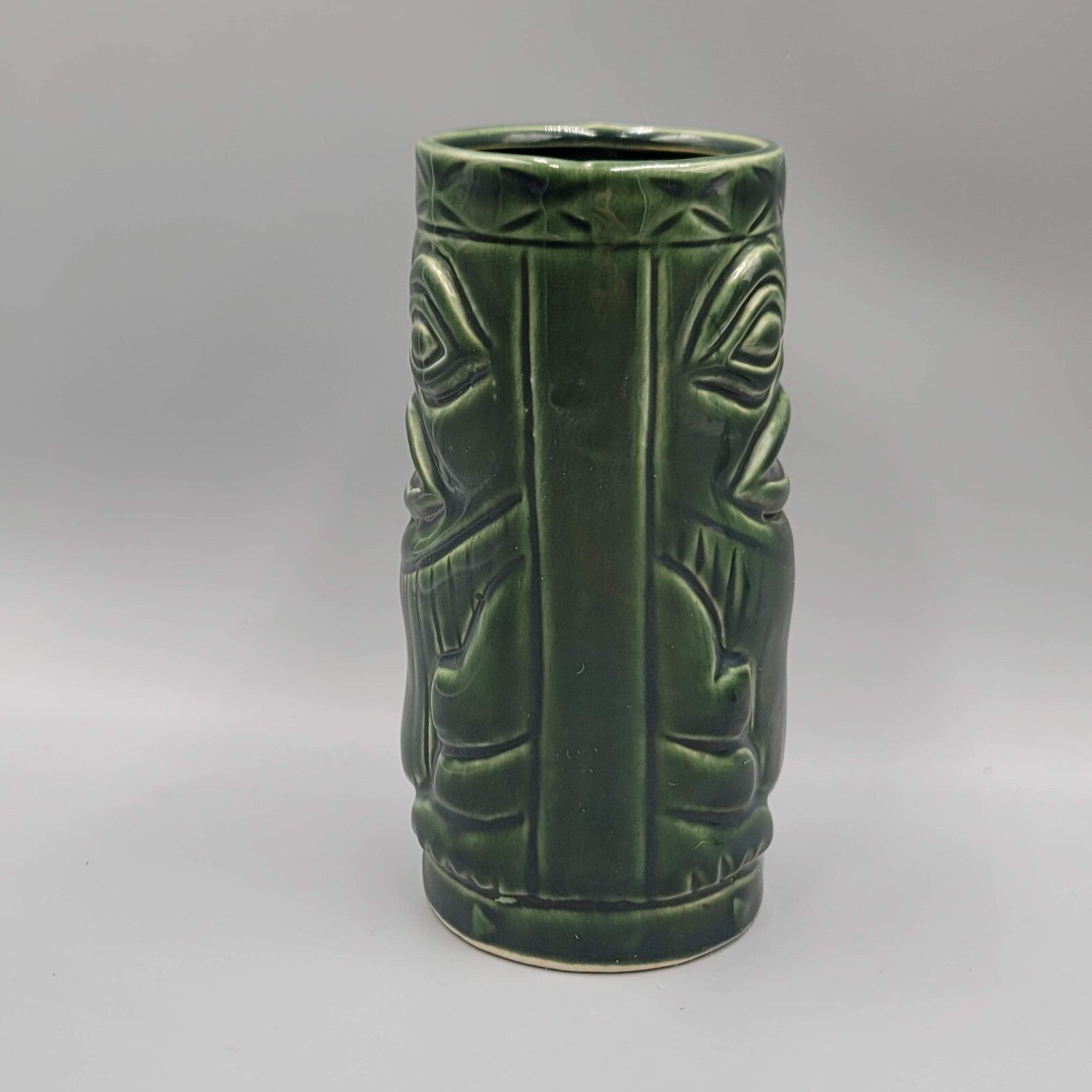 Shonfeld Rarotongan Tiki Mug Green Ceramic Barware Collectible 5.5 in