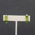 Pierced Earrings Green Resin Gold tone Wrapped Bar 7/8"