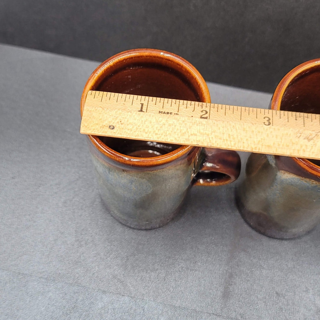 Vintage TWO Caffe D'Vita Stoneware Glazed Cappuccino Espresso Mugs 4.5”H x 2”D