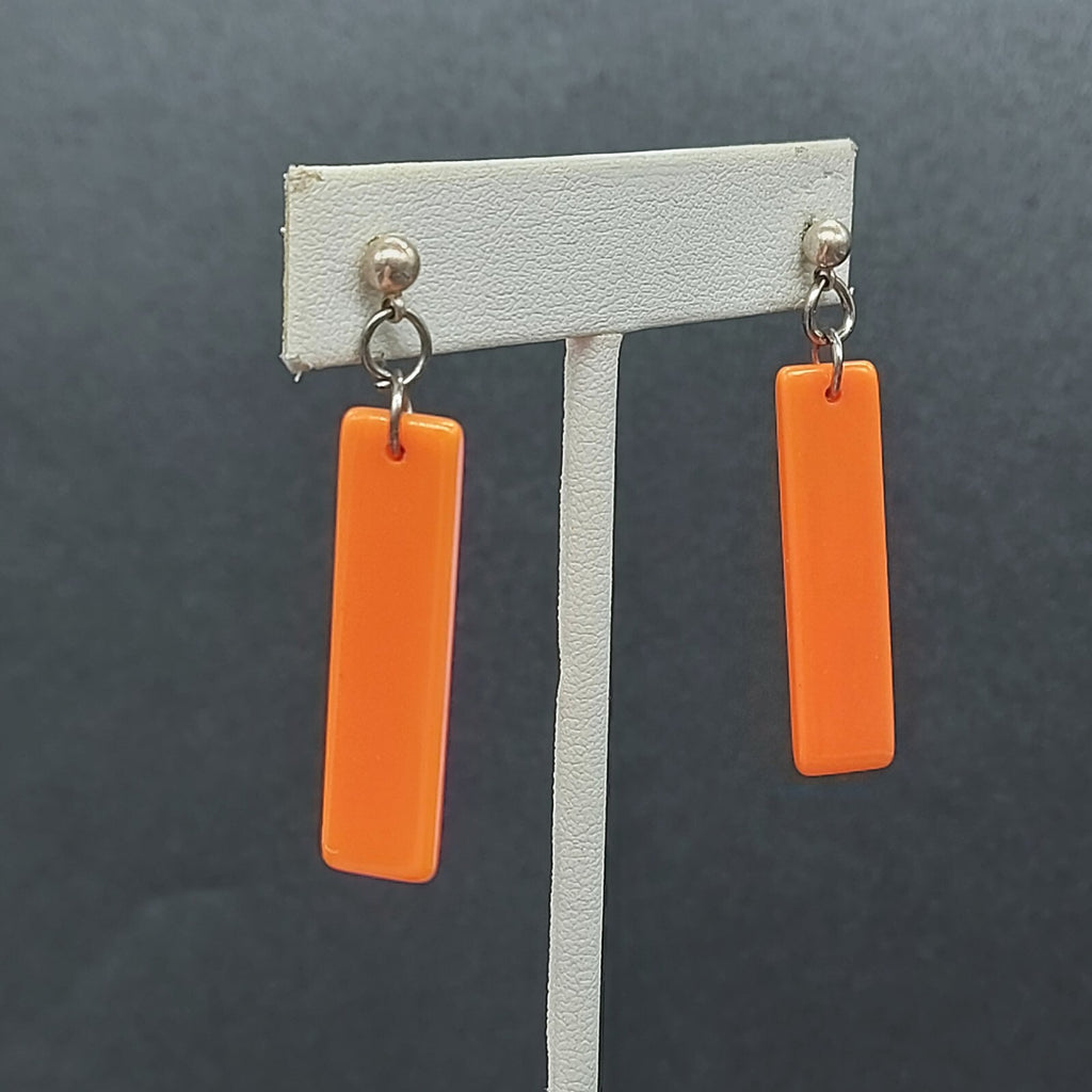 Pierced Earrings Acrylic SERIOUSLY WHATEVER Orange Dangle Words 1 3/8"
