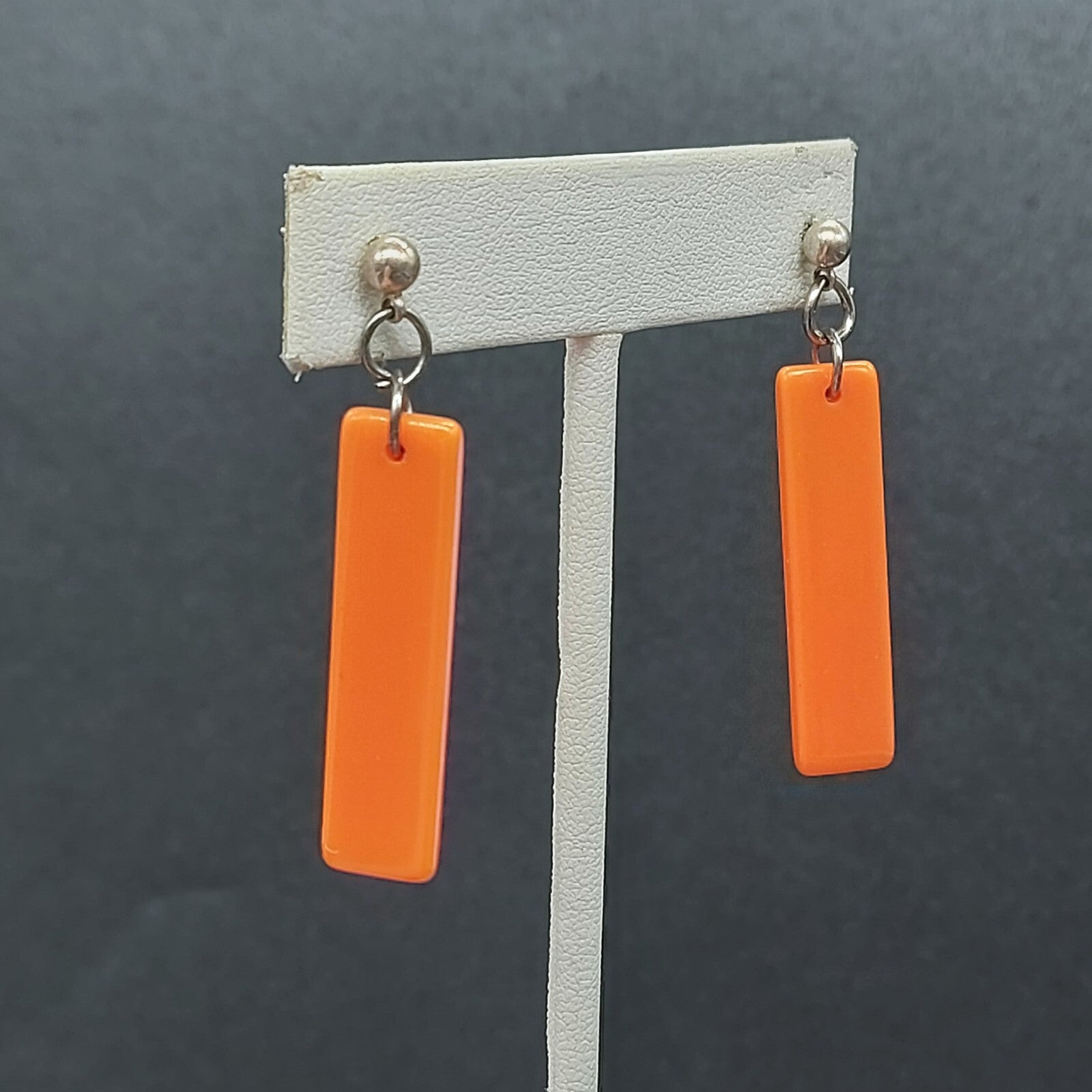 Pierced Earrings Acrylic SERIOUSLY WHATEVER Orange Dangle Words 1 3/8"