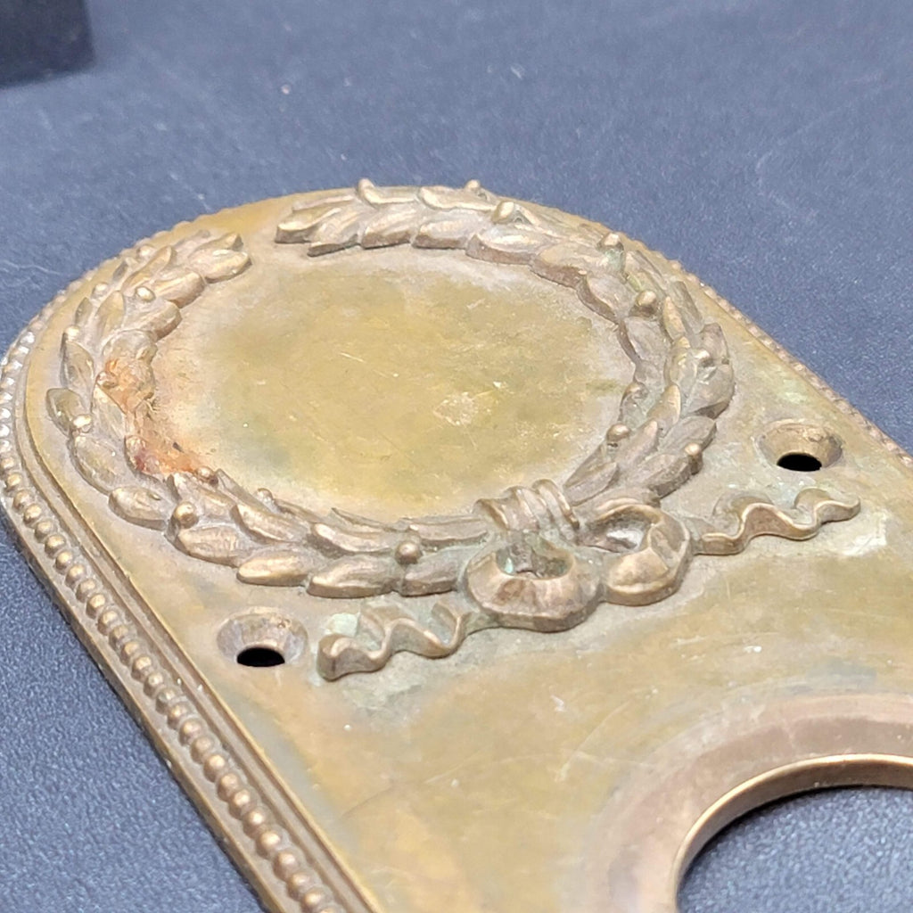 Antique Bronze Door Knob Back Plate Exterior Salvage Hardware RH Co 12"