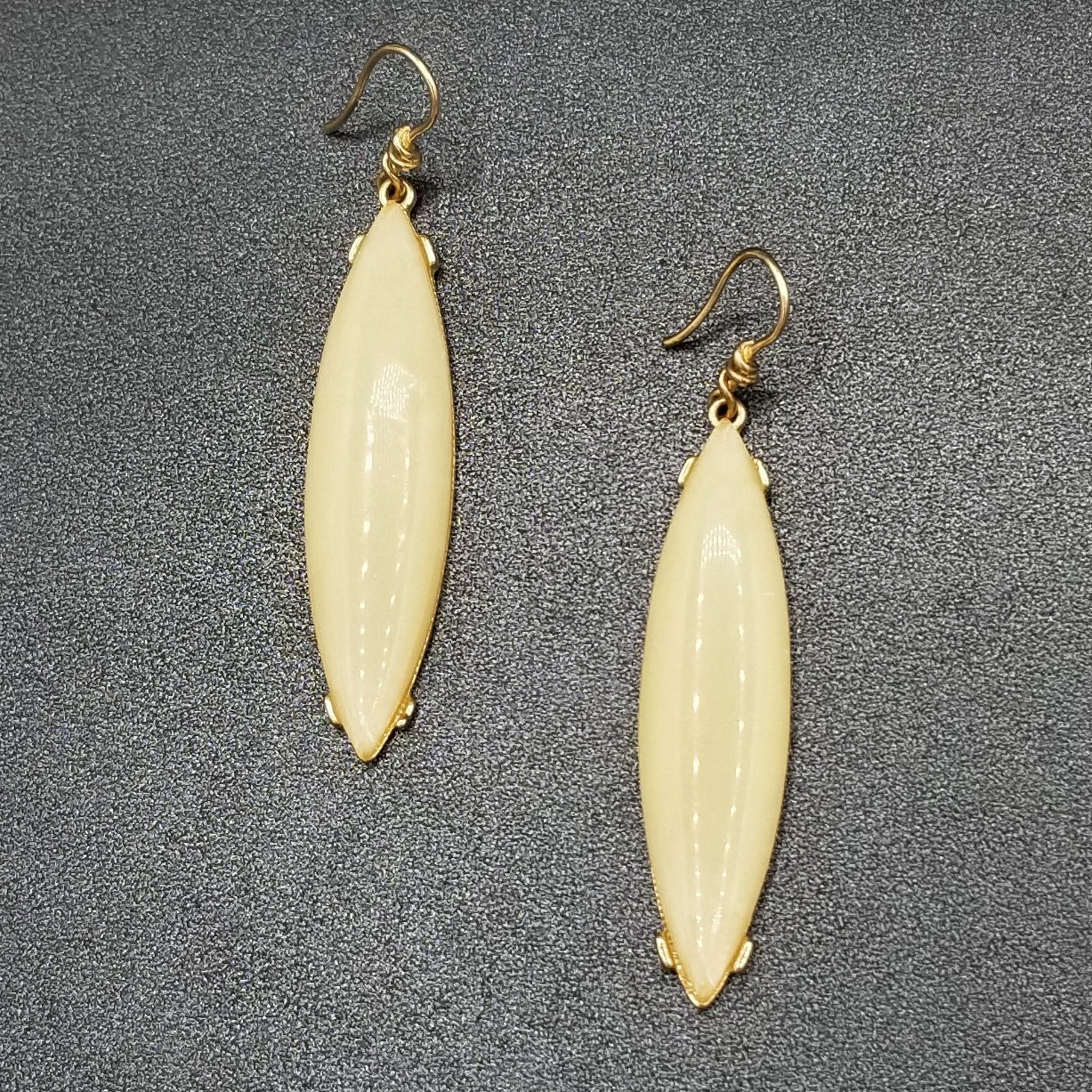 Pierced Earrings Gold tone Shimmer Acrylic Dangle 2.25"