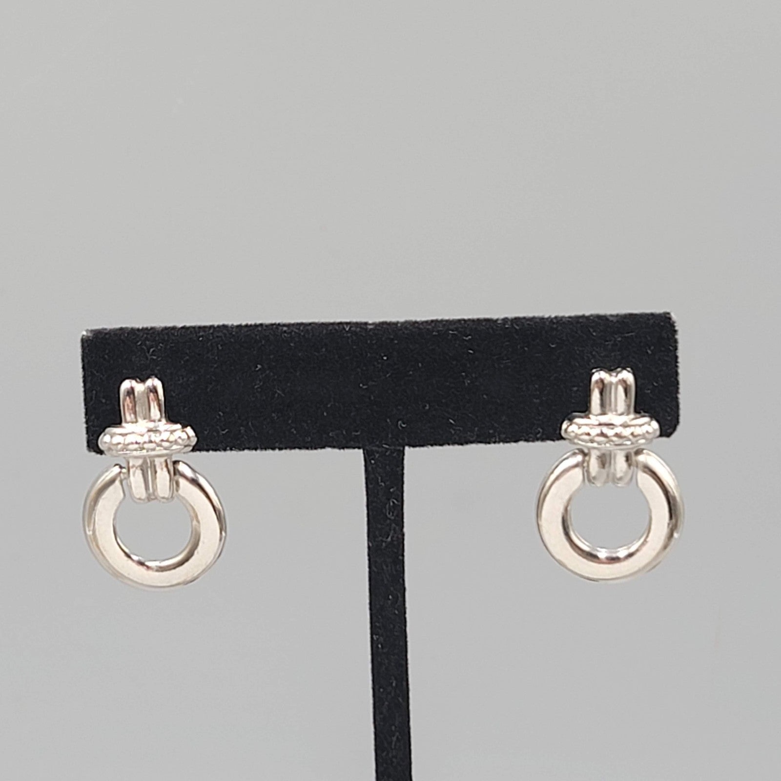 Door Knocker Pierced Earrings Silver  Plated Drop 1 in