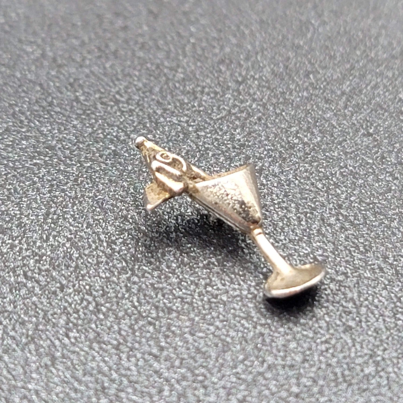 Vintage Tie Tack Lapel Pin Golf Flag Martini Silver tone 5/8"
