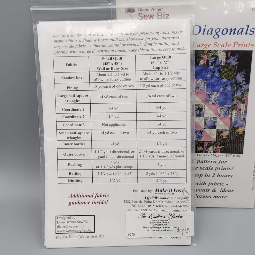 NEW Lot 3 Diane Weber Sew Biz QUILT Patterns Quilt Basket Hydrangea Diagonals
