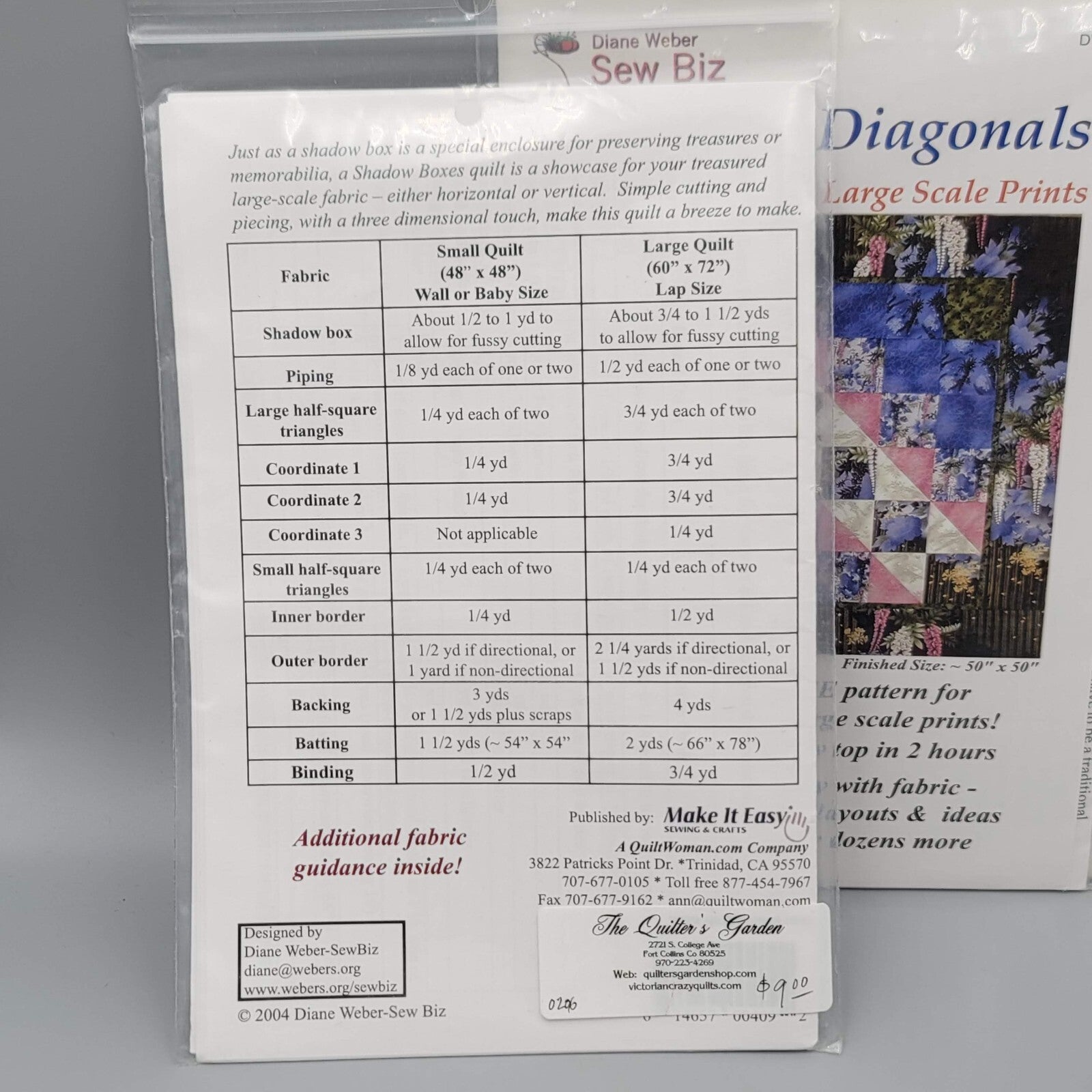 NEW Lot 3 Diane Weber Sew Biz QUILT Patterns Quilt Basket Hydrangea Diagonals