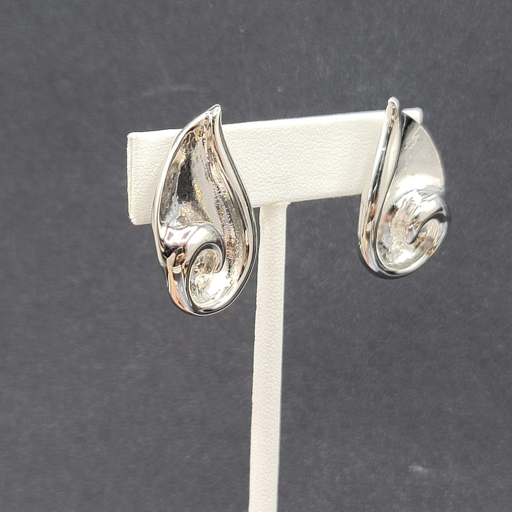 Pierced Earrings Polished Silver Plated Statement  Swirl 1.25"