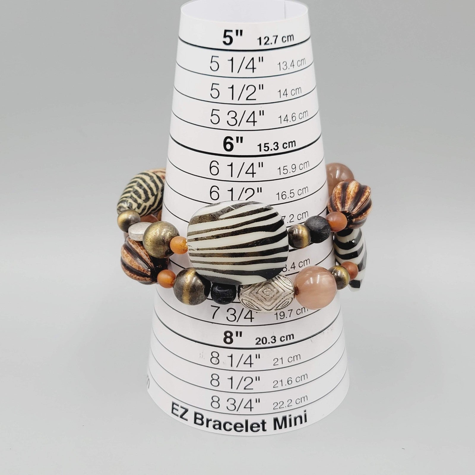 Premier Designs Beaded Stretch Bracelets Set Zebra Striped Brown Set of 2