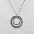 White House Black Market Necklace Black Metal Round Rhinestone Pendant 16"-18"