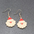 Santa Claus Christmas Pierced Earrings Puffy 3D Dangle 1 1/8"