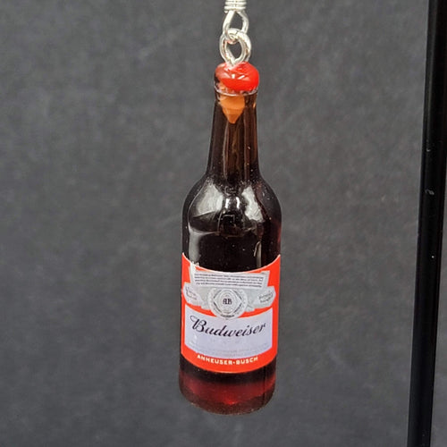 Budweiser Beer Bottle Pierced Earrings 1 5/8" NEW