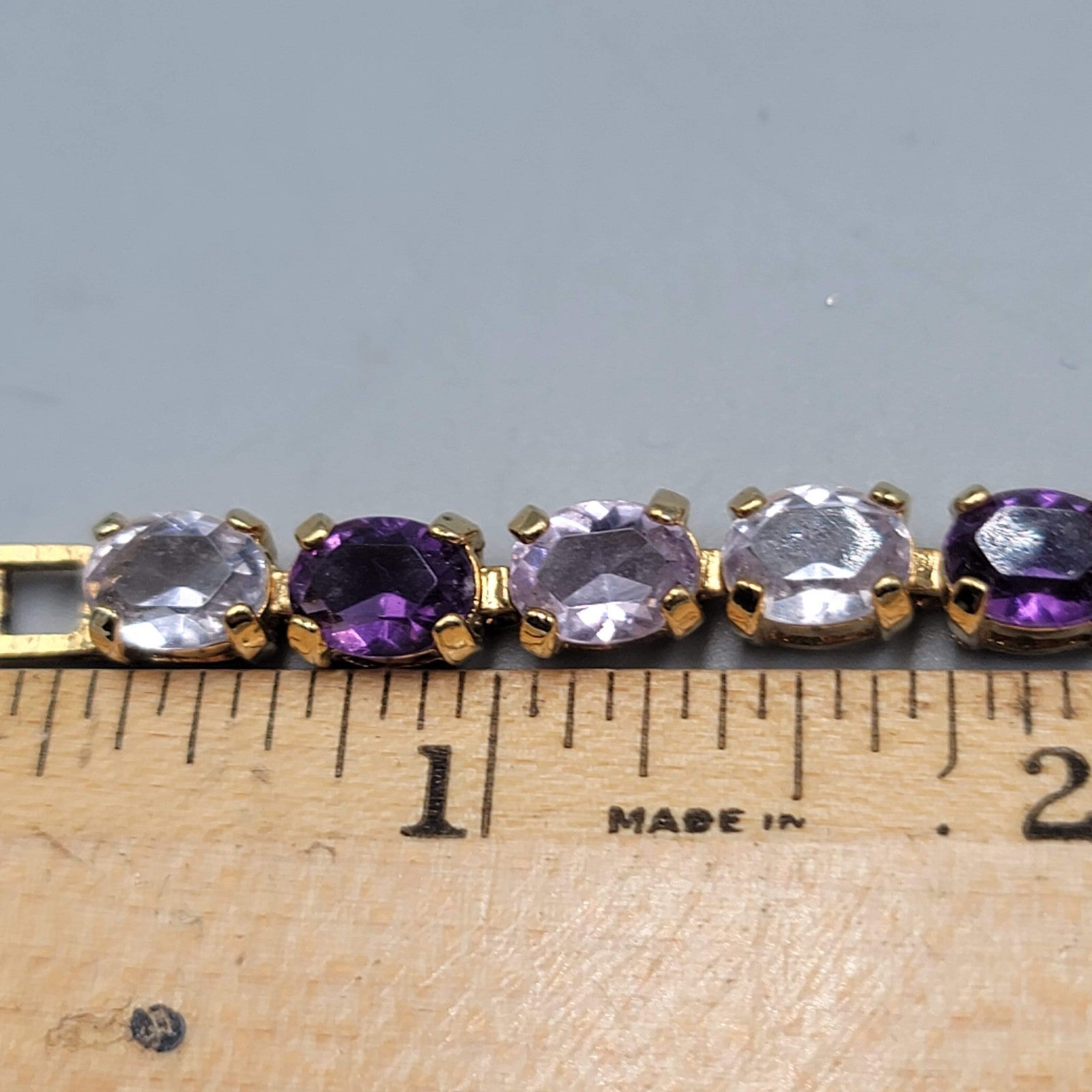 Vintage Purple Crystal Tennis Bracelet 6.75 in