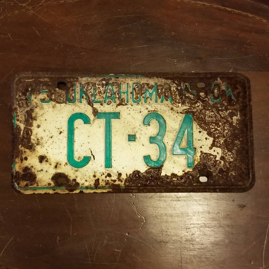 Vintage 1975 License Plate OKLAHOMA CT-34 11 3/4" x 6"
