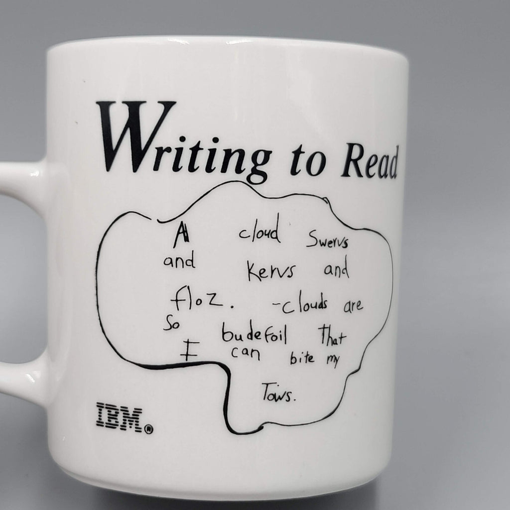 Vintage IBM Writing To Read Coffee Mug Cup Computers Technology Black White