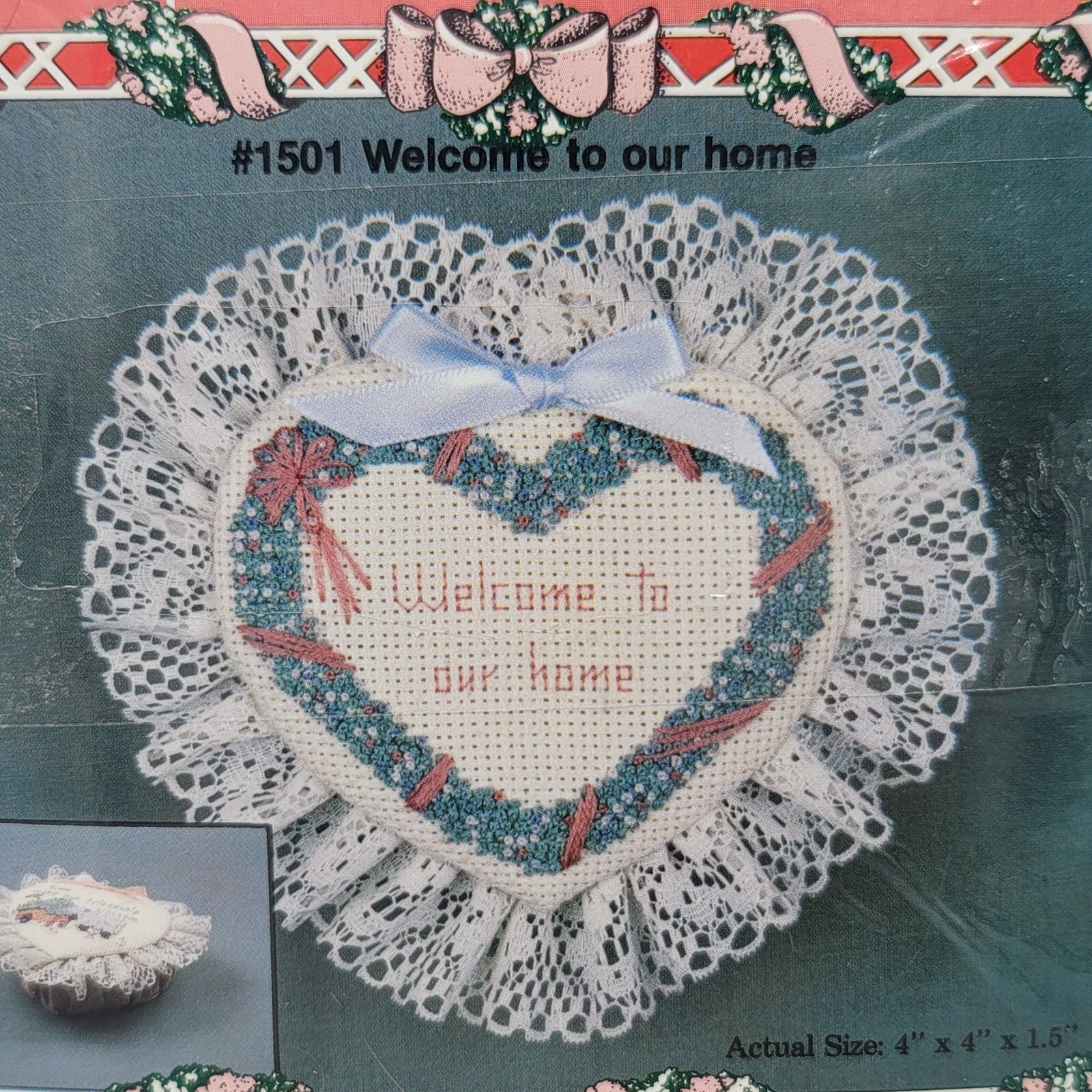 Vintage Keepsake Covered Heart Box Counted Cross Stitch Kit NOS 1501