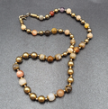 Multicolor Stone Bead Necklace Gold tone Spacers Hook Closure 22"