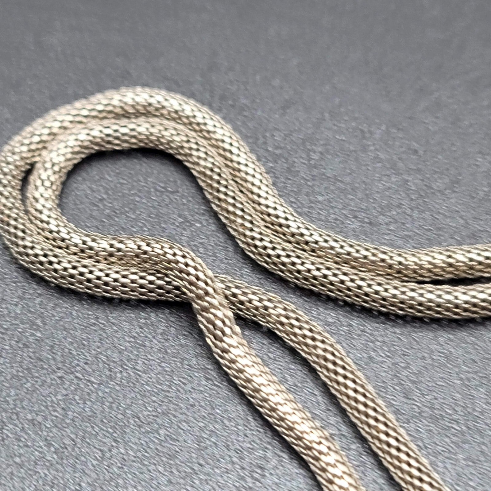 Vintage Snake Chain Knot Necklace Silver tone Large Statement 24"-27"