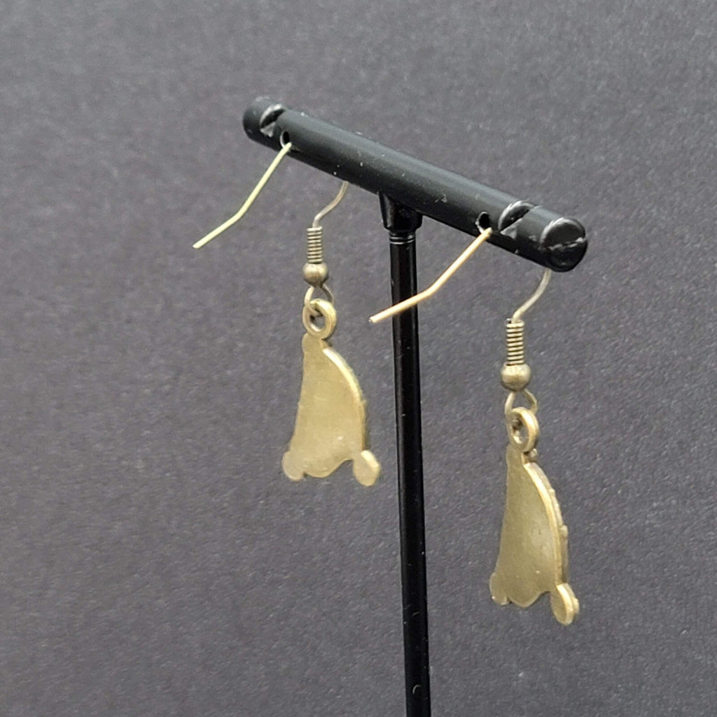 New Harp Pierced Earrings Bronze tone Embossed Dangle 7/8"