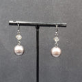 Pierced Earrings Silver tone Dark Gray Bead Dangle  1"