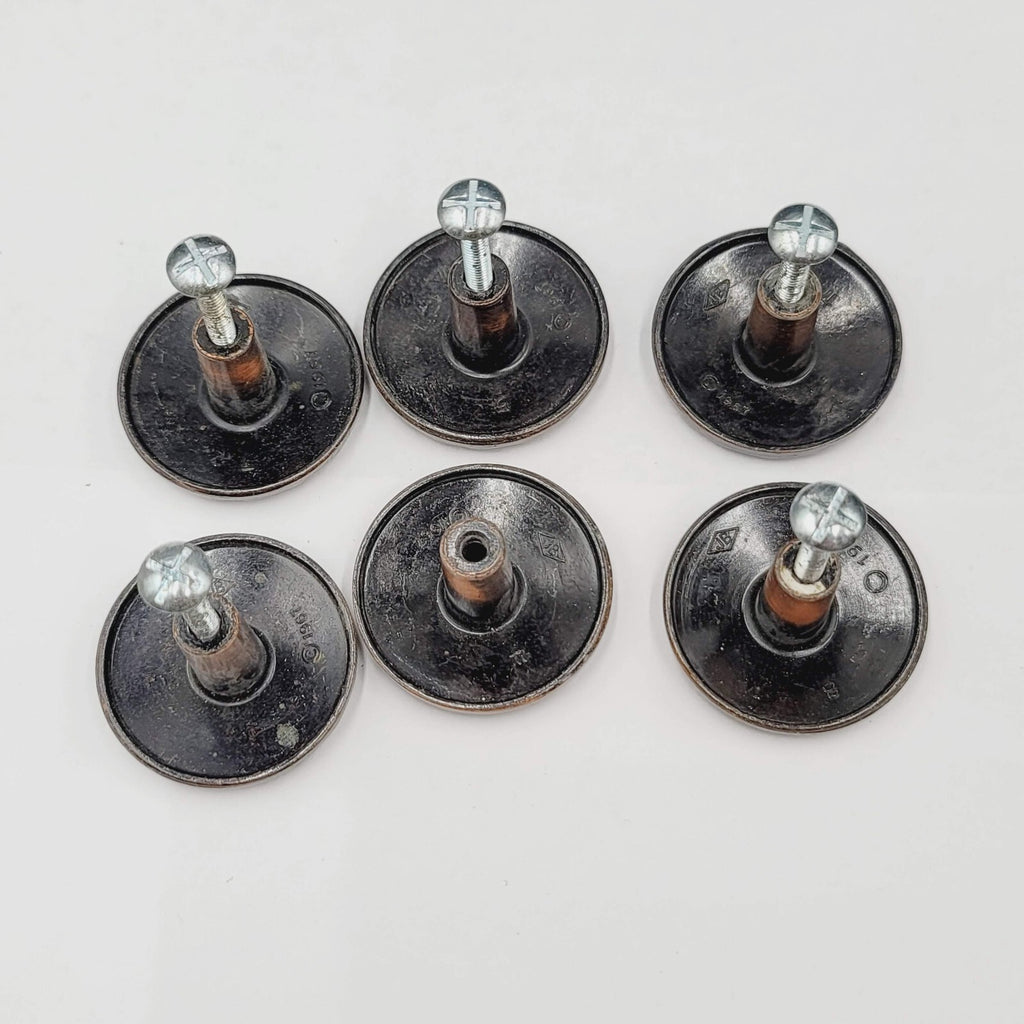 Vintage Lot of 6 Drawer Round Pulls Cabinet Pull Handles 1.5"