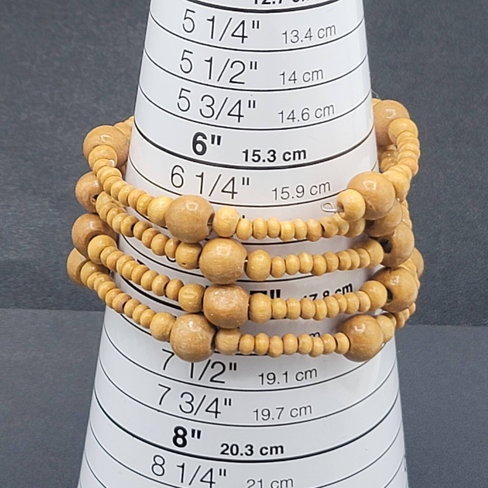 Memory Wire Bracelet Wood Beads Wrap Boho Summer