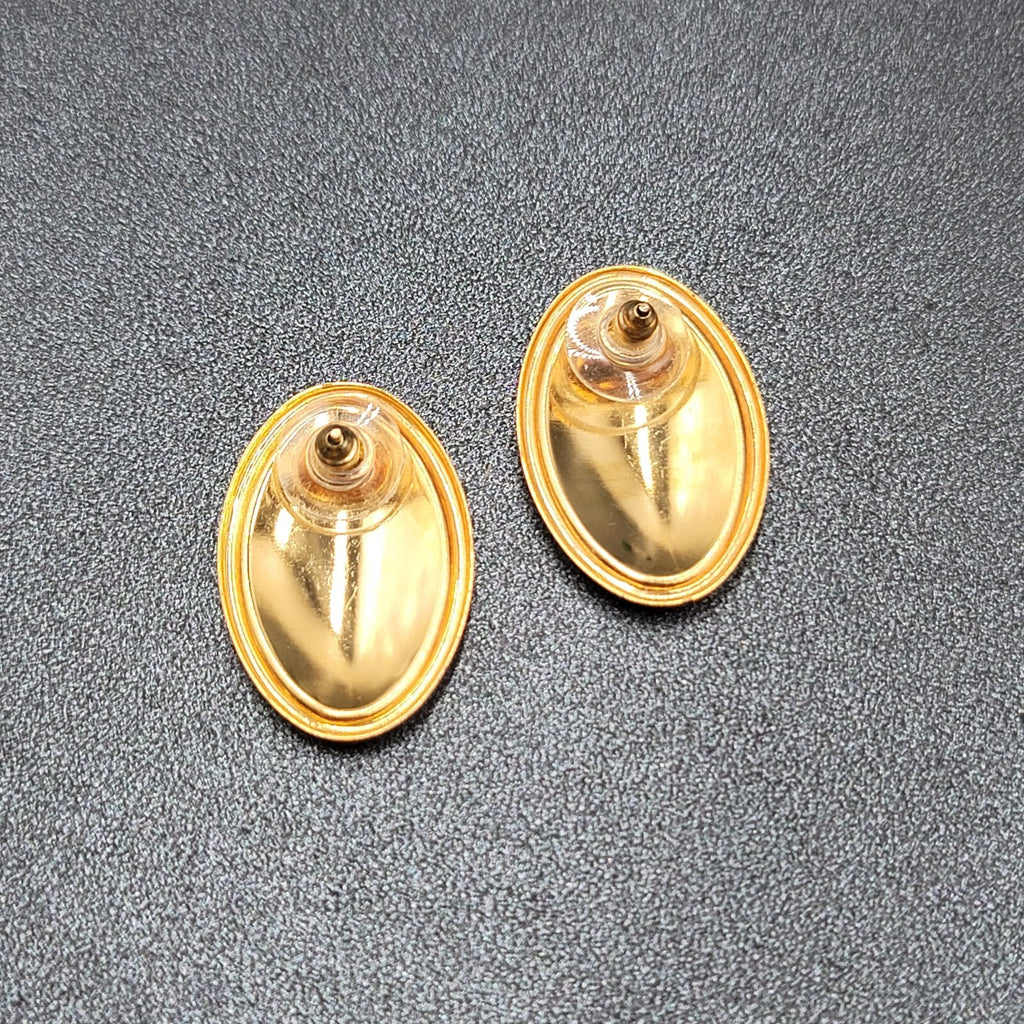 Vintage Pierced Earrings Green Purple Pink Swirl Enamel Oval Drop 1 1/8"