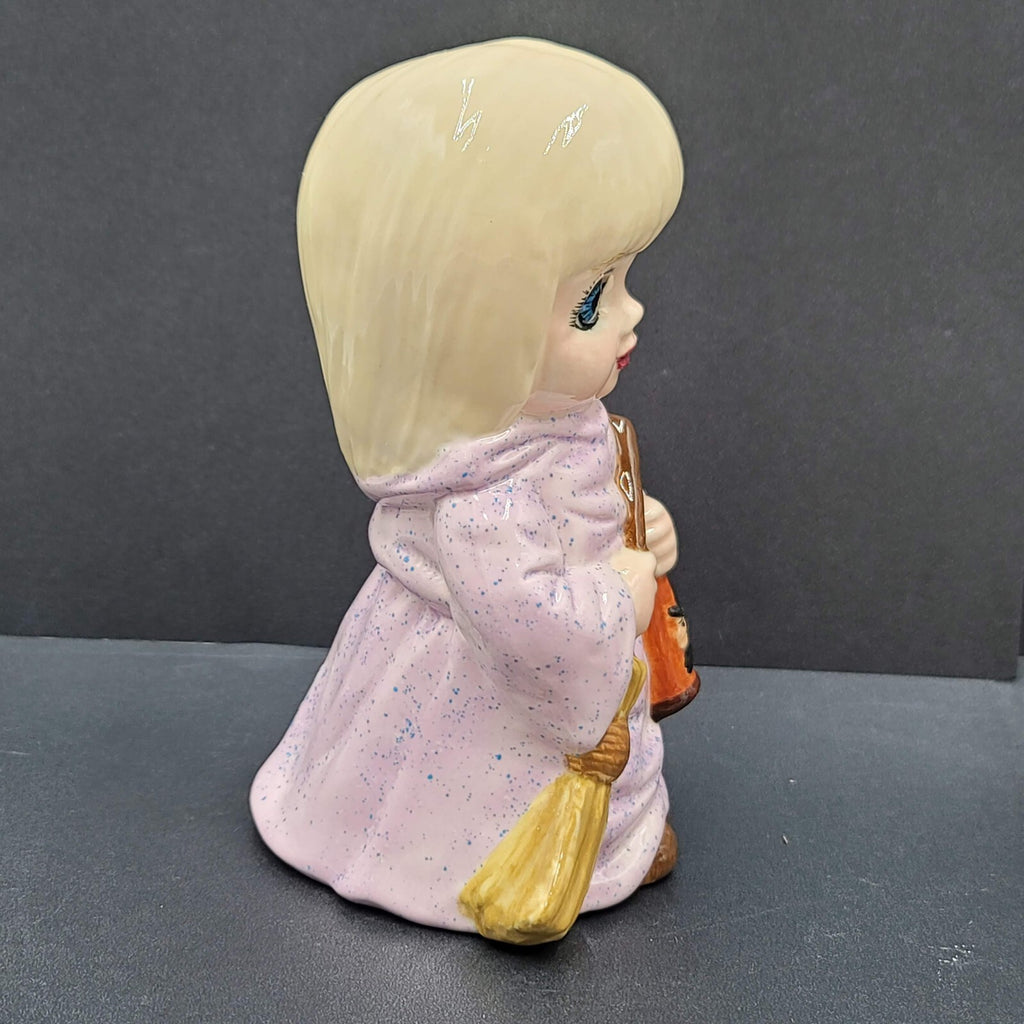 Vtg Albertas Molds Hand Painted Ceramic Witch Girl Trick or Treater Halloween