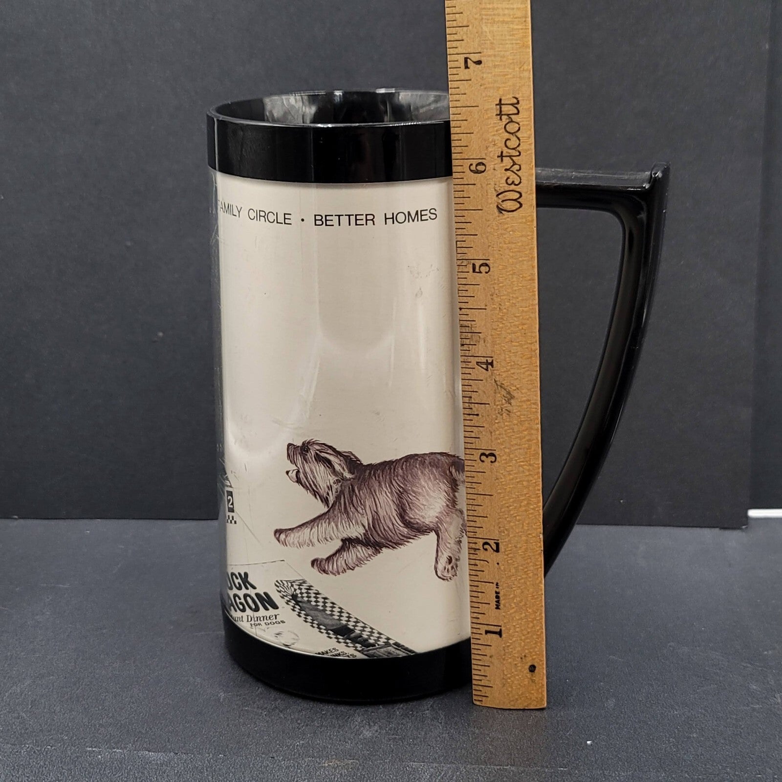 Vintage Thermo Serve Coffee Tumbler Cup CHUCK WAGON Dog Advertising Magazines