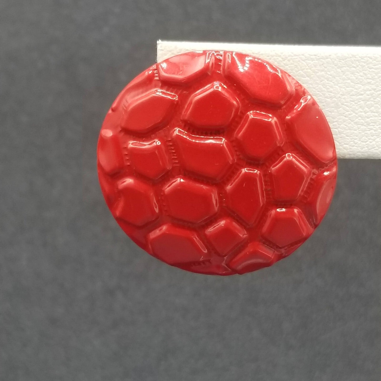 Vintage 1980's Pierced Earrings Red Enamel Textured Dome Drop 1 1/4"