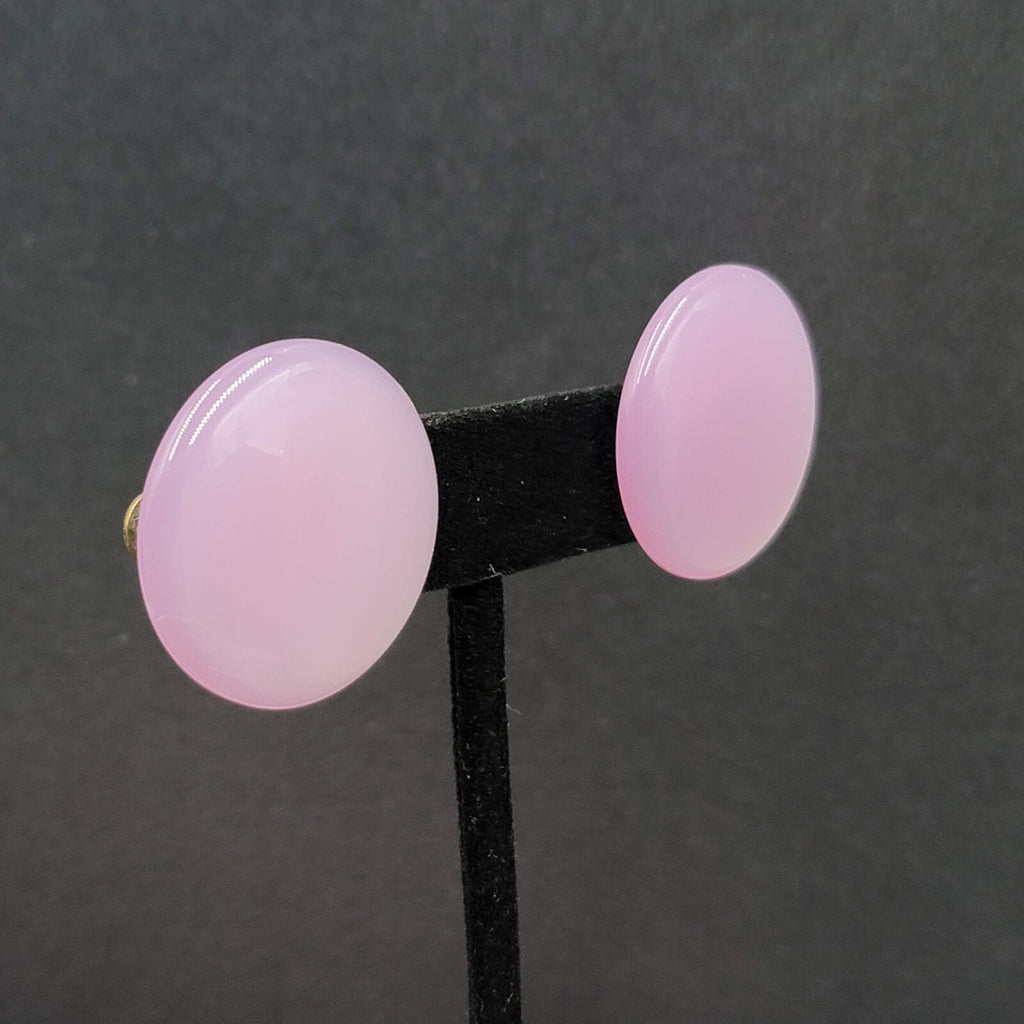 Vintage Clip on Earrings Screw Back Purple Lavender Lucite Round Disc 1"