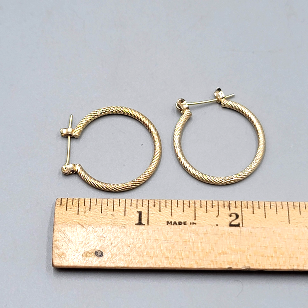 Twist Texture Hoops Pierced Earrings Gold tone Drop 1 in