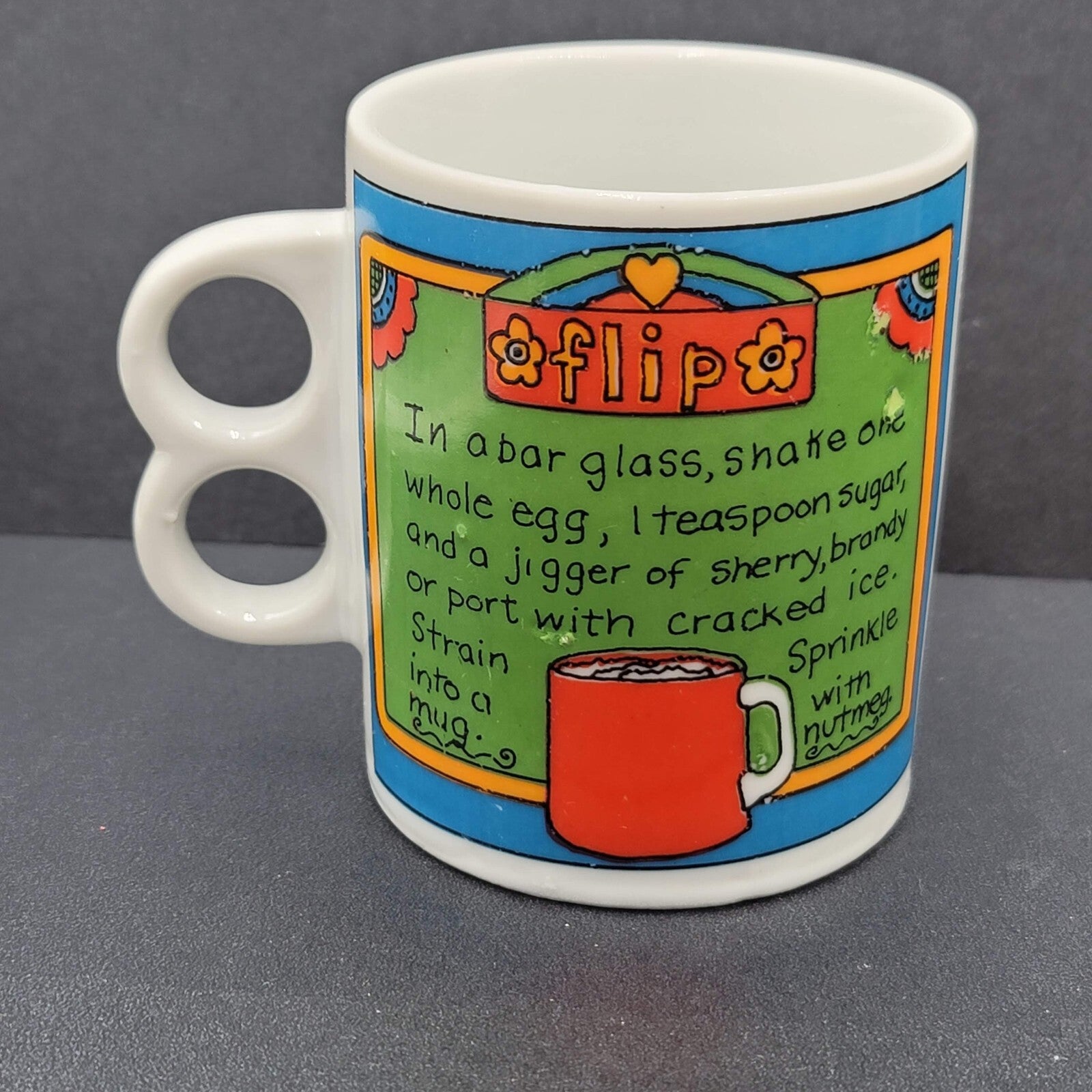Vintage Flip Recipe Mug Ceramic Cup Made in Japan Brandy Sherry or Port