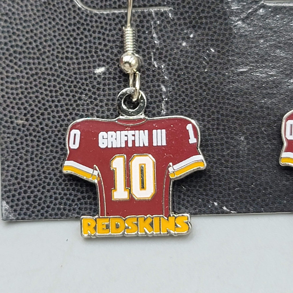 NFL Griffin Redskins Pierced Earrings Enamel Silver tone Dangle 3/4"