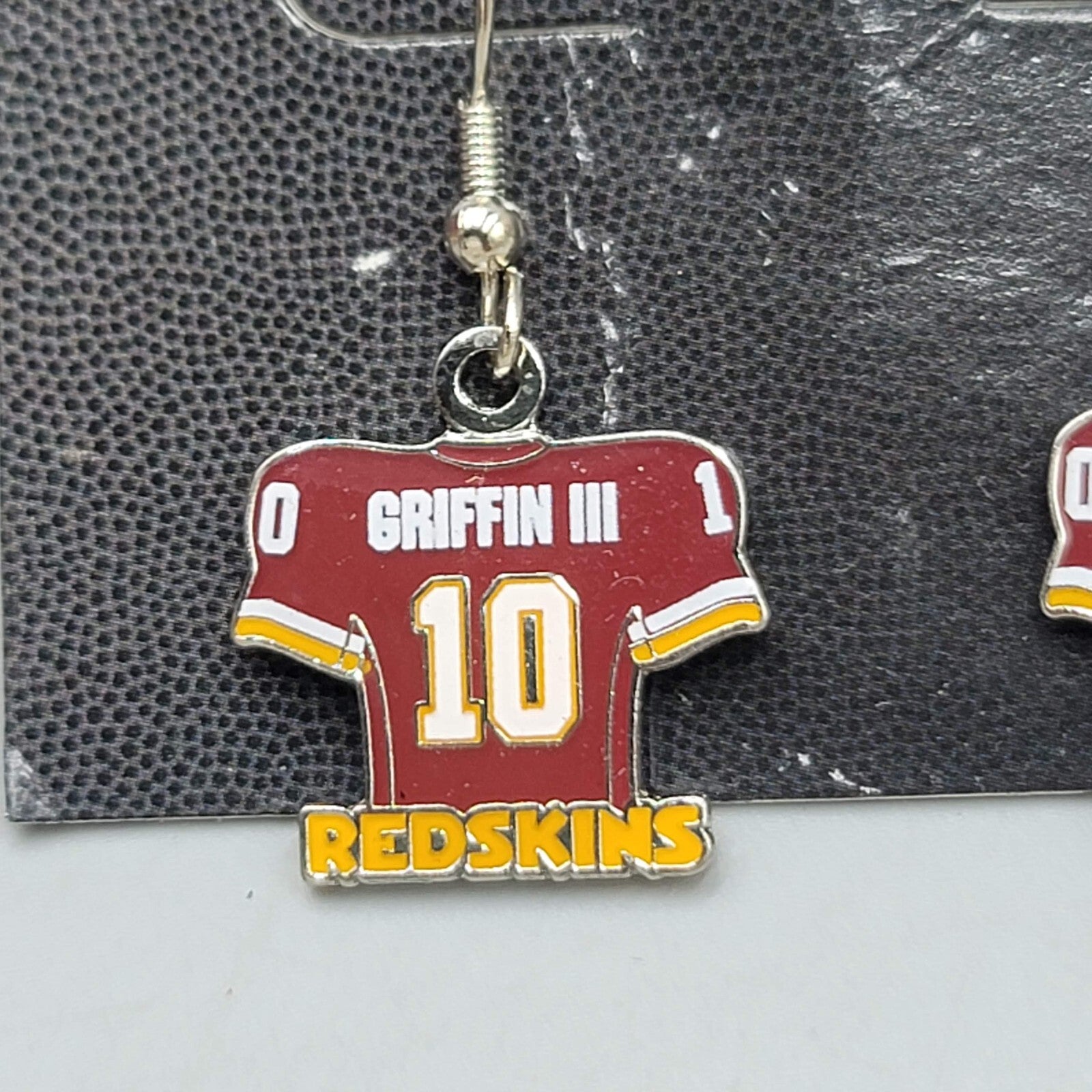 NFL Griffin Redskins Pierced Earrings Enamel Silver tone Dangle 3/4"
