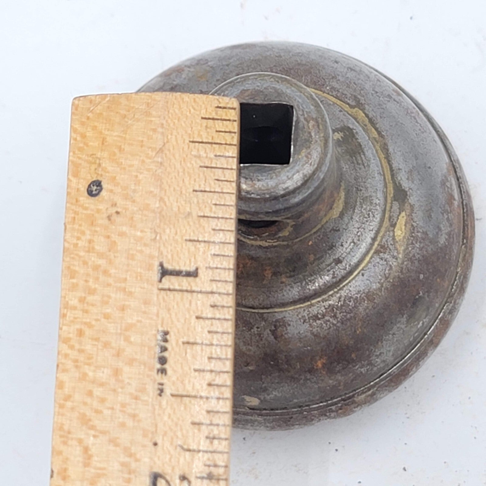 Vintage SINGLE Doorknob Gray Steel Ring Salvage Door Hardware 2.25"