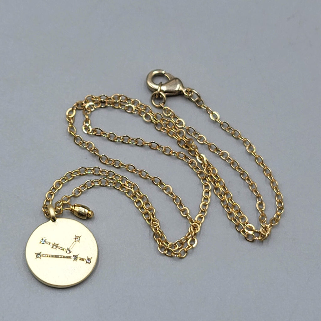 Taurus Necklace Constellation Zodiac Crystal Gold tone 18"