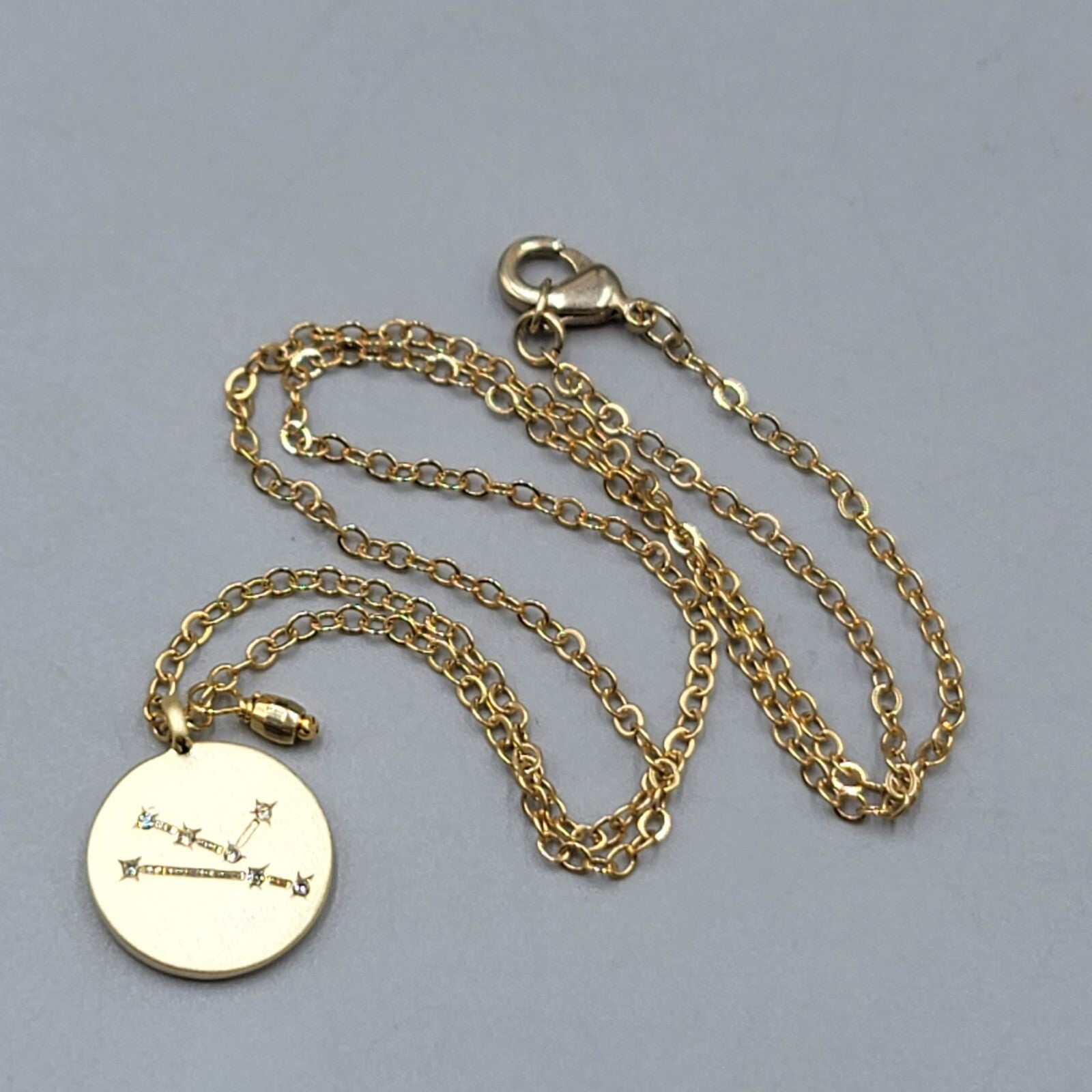 Taurus Necklace Constellation Zodiac Crystal Gold tone 18"